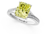 White gold Fancy Yellow Radiant  Solitaire Pavé Band with Four-Prong Setting_29