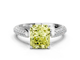 White gold Fancy Yellow Radiant  Solitaire Pavé Diamond Engagement Ring with Four-Prong Setting_169