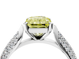 White gold Fancy Yellow Radiant  Solitaire Pavé Diamond Engagement Ring with Four-Prong Setting_173