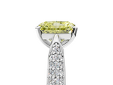 White gold Fancy Yellow Radiant  Solitaire Pavé Diamond Engagement Ring with Four-Prong Setting_176