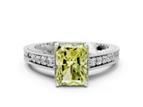 White gold Fancy Yellow Radiant  Solitaire Pavé Diamond Milgrain Engagement Ring with Four-Prong Setting_3