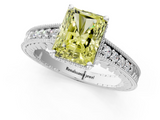 White gold Fancy Yellow Radiant  Solitaire Pavé Diamond Milgrain Engagement Ring with Four-Prong Setting_4