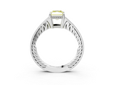 White gold Fancy Yellow Radiant  Solitaire Pavé Diamond Milgrain Engagement Ring with Four-Prong Setting_6