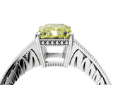 White gold Fancy Yellow Radiant  Solitaire Pavé Diamond Milgrain Engagement Ring with Four-Prong Setting_7