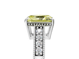 White gold Fancy Yellow Radiant  Solitaire Pavé Diamond Milgrain Engagement Ring with Four-Prong Setting_8