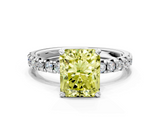White gold Fancy Yellow Radiant  Solitaire Pave Diamond Engagement Ring with Four-Prong Setting_198