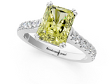 White gold Fancy Yellow Radiant  Solitaire Pave Diamond Engagement Ring with Prong Setting_21