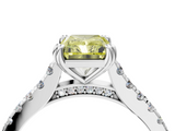 White gold Fancy Yellow Radiant  Solitaire Pave Diamond Engagement Ring with Prong Setting_24