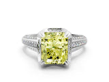 White gold Fancy Yellow Radiant  Solitaire Pave Split Shank Ring with Four-Prong Setting_105