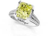 White gold Fancy Yellow Radiant  Solitaire Pave Split Shank Ring with Four-Prong Setting_106