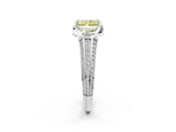 White gold Fancy Yellow Radiant  Solitaire Pave Split Shank Ring with Four-Prong Setting_107