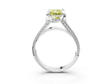 White gold Fancy Yellow Radiant  Solitaire Pave Split Shank Ring with Four-Prong Setting_108