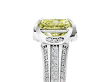 White gold Fancy Yellow Radiant  Solitaire Pave Split Shank Ring with Four-Prong Setting_110