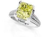 White gold Fancy Yellow Radiant  Solitaire Pave Split Shank Ring with Four-Prong Setting_118