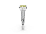 White gold Fancy Yellow Radiant  Solitaire Pave Split Shank Ring with Four-Prong Setting_119