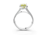 White gold Fancy Yellow Radiant  Solitaire Pave Split Shank Ring with Four-Prong Setting_120