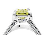 White gold Fancy Yellow Radiant  Solitaire Pave Split Shank Ring with Four-Prong Setting_121