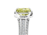 White gold Fancy Yellow Radiant  Solitaire Pave Split Shank Ring with Four-Prong Setting_122