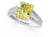 White gold Fancy Yellow Radiant  Solitaire Split Shank Pavé Diamond Engagement Ring_372