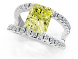 White gold Fancy Yellow Radiant  Solitaire Split Shank Pave Diamond Ring_51