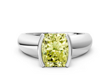 White gold Fancy Yellow Radiant  Solitaire Tension Set Diamond Ring with Wide Band_20