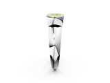 White gold Fancy Yellow Radiant  Solitaire Tension Set Diamond Ring with Wide Band_22