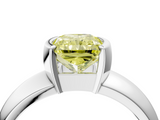 White gold Fancy Yellow Radiant  Solitaire Tension Set Diamond Ring with Wide Band_24