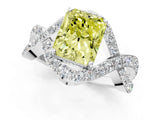 White gold Fancy Yellow Radiant  Solitaire Twist Band Pavé Diamond Engagement Ring_33