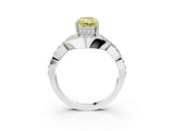 White gold Fancy Yellow Radiant  Solitaire Twist Band Pavé Diamond Engagement Ring_35