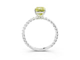 White gold Fancy Yellow Radiant  Solitaire Twist Band Ring with Four-Prong Setting_196