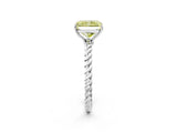 White gold Fancy Yellow Radiant  Solitaire Twist Band Ring with Four-Prong Setting_198
