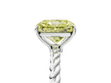 White gold Fancy Yellow Radiant  Solitaire Twist Band Ring with Four-Prong Setting_199