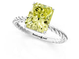 White gold Fancy Yellow Radiant  Solitaire Twist Band Ring with Four-Prong Setting_200