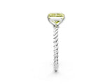 White gold Fancy Yellow Radiant  Solitaire Twist Band Ring with Four-Prong Setting_202