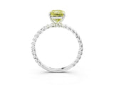 White gold Fancy Yellow Radiant  Solitaire Twist Band Ring with Four-Prong Setting_208
