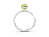 White gold Fancy Yellow Radiant  Solitaire Twist Band Ring with Four-Prong Setting_22