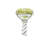 White gold Fancy Yellow Radiant  Solitaire Twist Band Ring with Four-Prong Setting_24