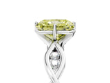 White gold Fancy Yellow Radiant  Solitaire Twist Band with Leaf Prong Setting 5