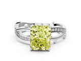 White gold Fancy Yellow Radiant  Solitaire Twist Band with Pavé Accents and Four-Prong Setting_19