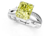 White gold Fancy Yellow Radiant  Solitaire Twist Band with Pavé Accents and Four-Prong Setting_20
