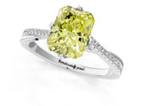 White gold Fancy Yellow Radiant  Solitaire Twist Band with Pavé Diamonds and Four-Prong Setting_66