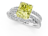 White gold Fancy Yellow Radiant  Solitaire Twist Band with Pavé Setting and Four-Prong Setting_126