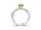White gold Fancy Yellow Radiant  Solitaire Twist Band with Pavé Setting and Four-Prong Setting_128