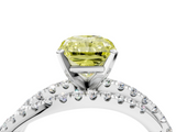 White gold Fancy Yellow Radiant  Solitaire Twist Band with Pavé Setting and Four-Prong Setting_129