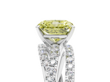 White gold Fancy Yellow Radiant  Solitaire Twist Band with Pavé Setting and Four-Prong Setting_130