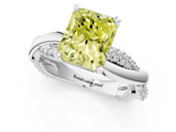 White gold Fancy Yellow Radiant  Solitaire Twist Band with Pave Prong Setting_42