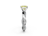 White gold Fancy Yellow Radiant  Solitaire Twist Band with Pave Prong Setting_43