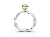 White gold Fancy Yellow Radiant  Solitaire Twist Band with Pave Prong Setting_44