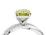 White gold Fancy Yellow Radiant  Solitaire Twist Band with Pave Prong Setting_45