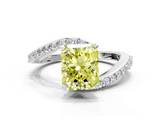 White gold Fancy Yellow Radiant  Solitaire Twist Band with Pave Set Diamonds and Four-Prong Setting_147